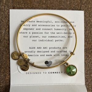 Alex and Ani Gold and Green Charm Bracelet